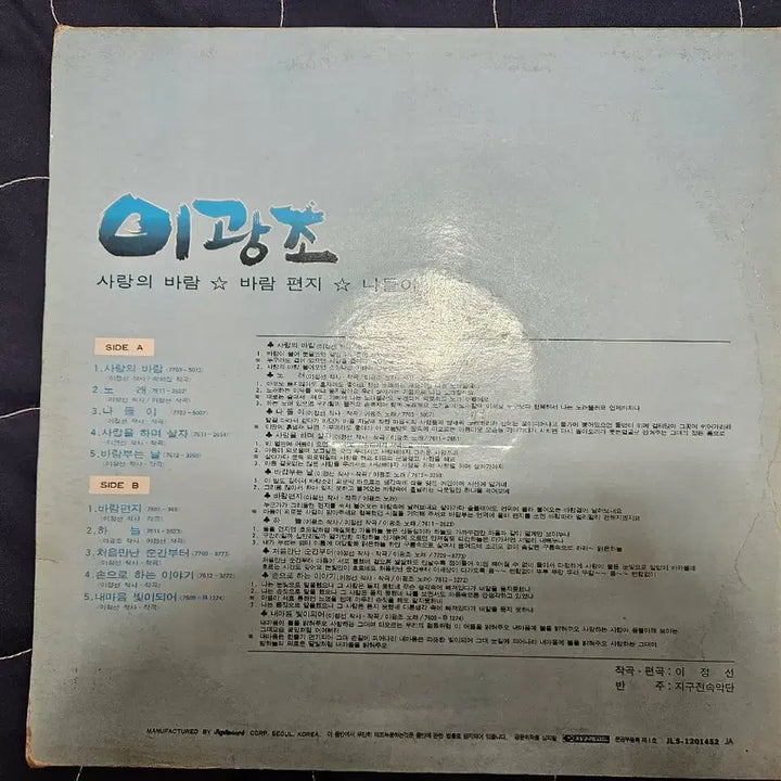 [BUNJANG] Lee Gwang-jo Sarangui Baram / Barampyeonji LP / 이광조 사랑의바람/바람편지 lp