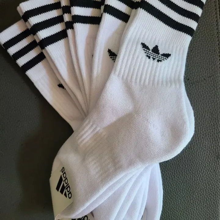 [BUNJANG] Adidas Tri-Stripe Double Cushion Sport Socks Set / 아디다스 흰색 삼선 스포츠양말 이중쿠션 5족세트