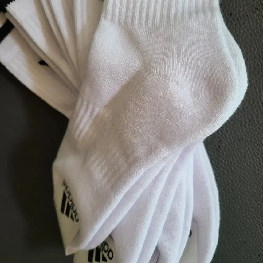 [BUNJANG] Adidas Tri-Stripe Double Cushion Sport Socks Set / 아디다스 흰색 삼선 스포츠양말 이중쿠션 5족세트