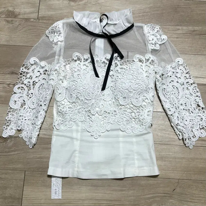 [BUNJANG] Lace See-through Blouse White / 레이스 시스루 블라우스 화이트