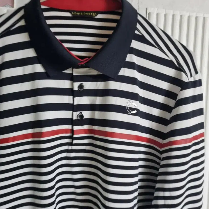 [BUNJANG] Louis Castel Golf Stripe Long Sleeve Polo Shirt (Size 105) / 루이까스텔 골프 스트라이프 긴팔 카라티 사이즈105