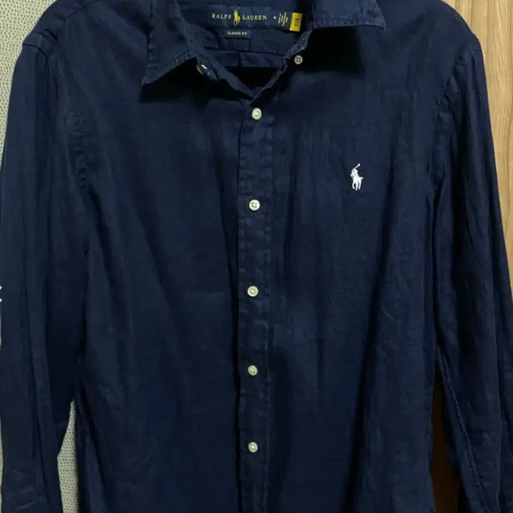 [BUNJANG] Polo Linen Shirt Dark Navy M / [새상픔]폴로 린넨셔츠/다크네이비+화이트포니 M