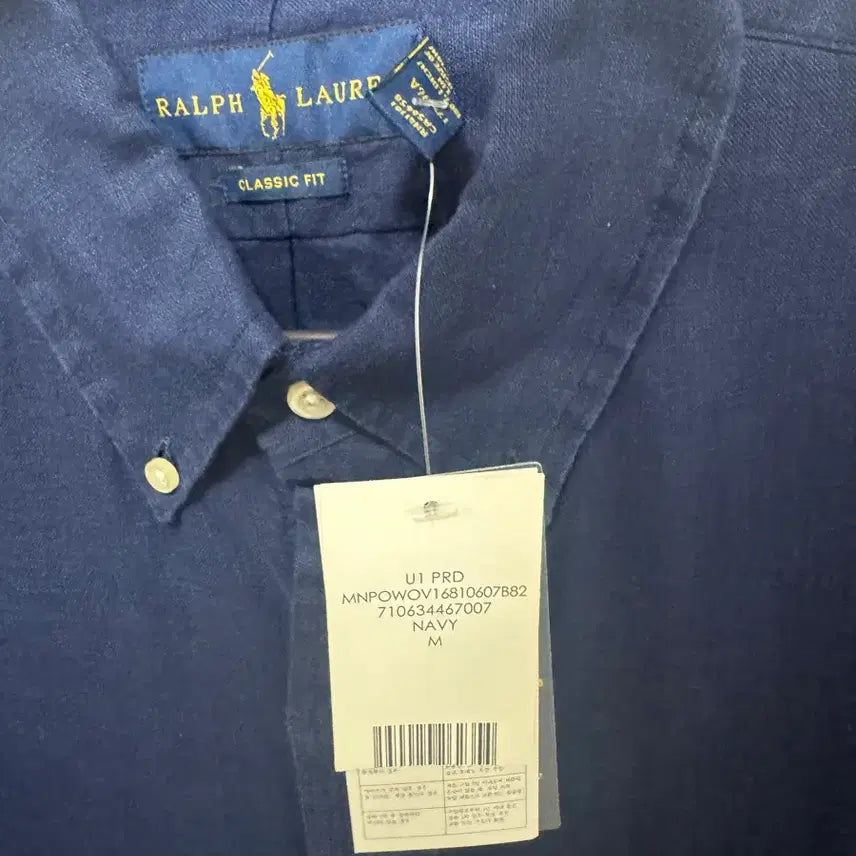 [BUNJANG] Polo Linen Shirt Dark Navy M / [새상픔]폴로 린넨셔츠/다크네이비+화이트포니 M