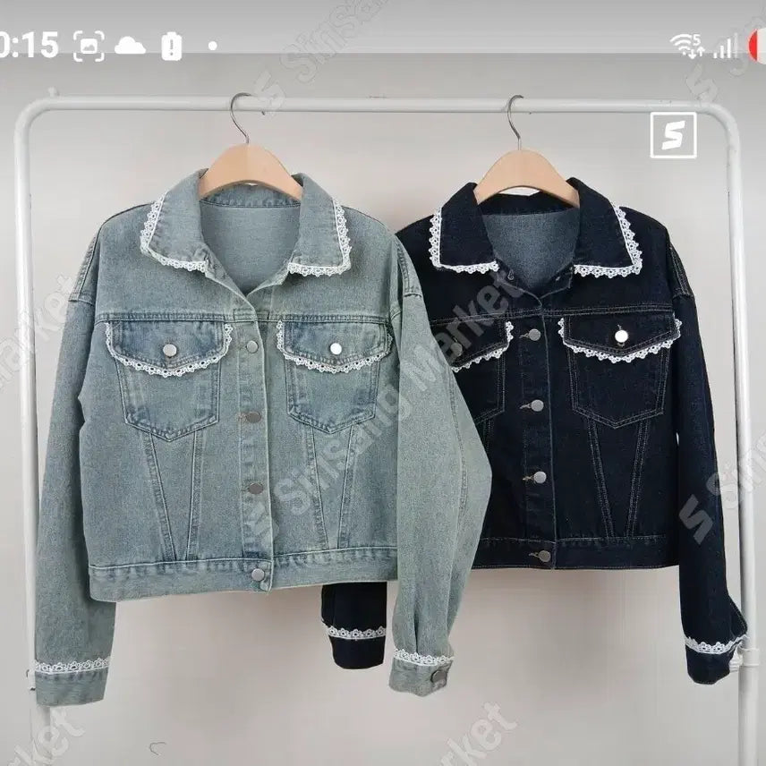 [BUNJANG] Lace Denim Jacket / 레이스 데님 청자켓 (연청/진청)