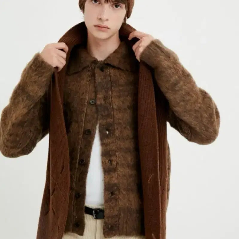 [BUNJANG] Moonsun Alpaca Cardigan Brown / 문선 알파카 가디건 브라운