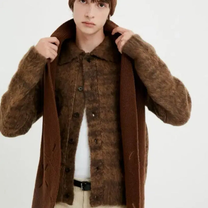 [BUNJANG] Moonsun Alpaca Cardigan Brown / 문선 알파카 가디건 브라운
