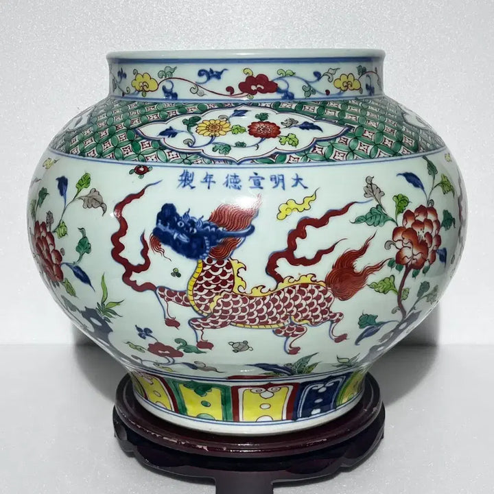 [BUNJANG] Chinese Porcelain Five-Color Kylin Motif Vase / 중국도자기 오채 기린문 호