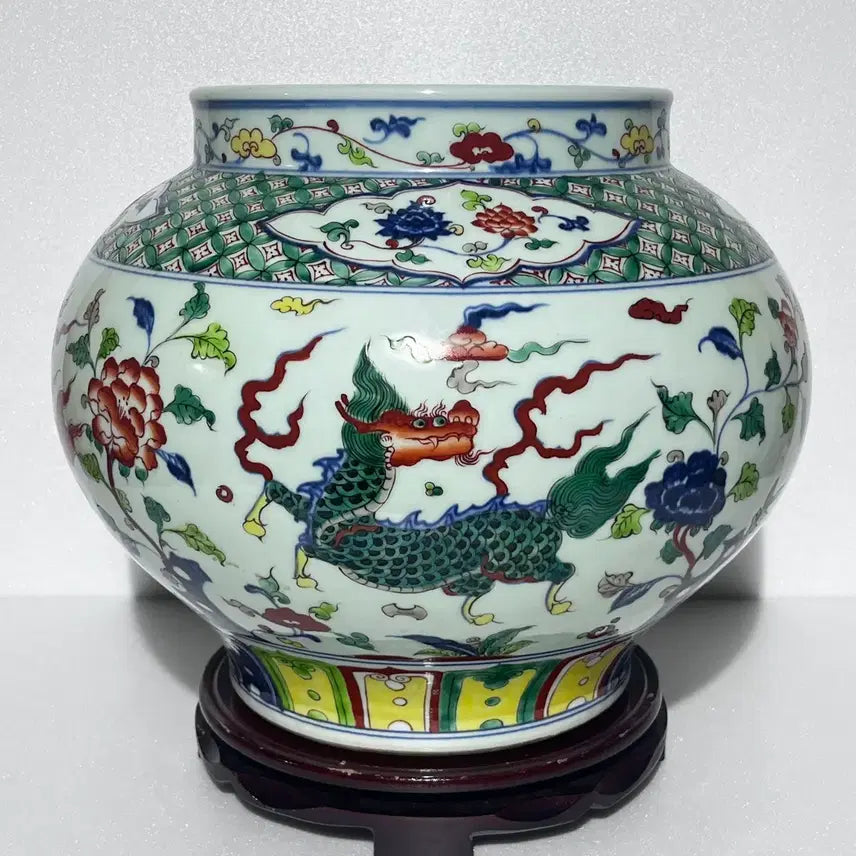 [BUNJANG] Chinese Porcelain Five-Color Kylin Motif Vase / 중국도자기 오채 기린문 호