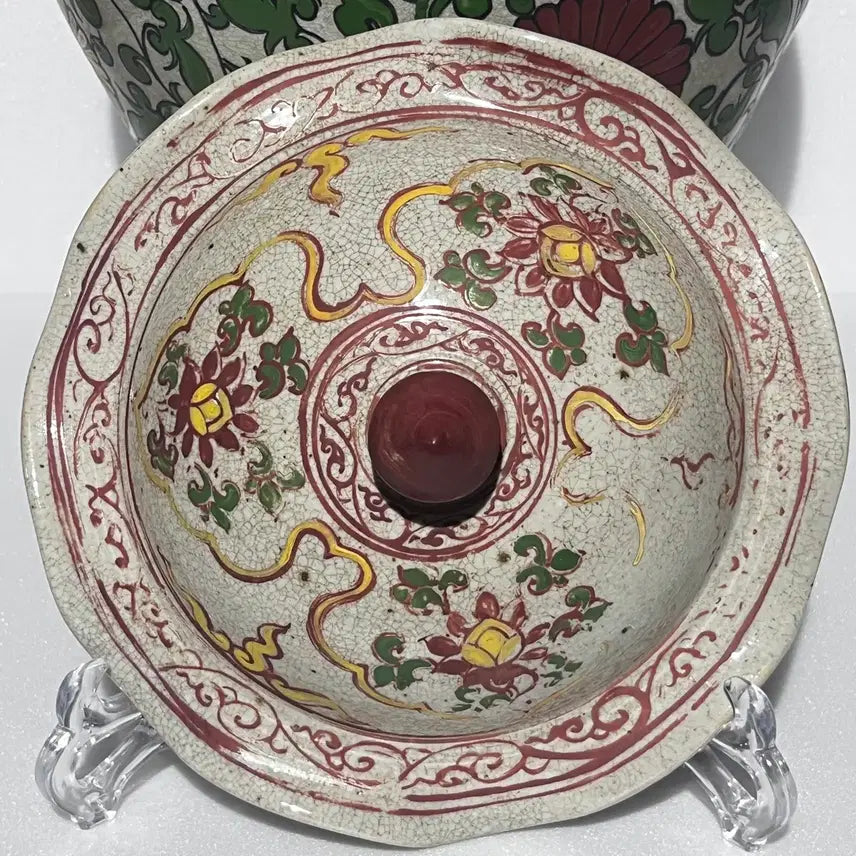 [BUNJANG] Chinese Porcelain Floral Covered Jar / 중국도자기 반홍 화훼어문 유개관