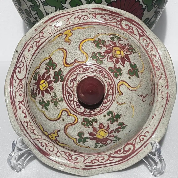 [BUNJANG] Chinese Porcelain Floral Covered Jar / 중국도자기 반홍 화훼어문 유개관