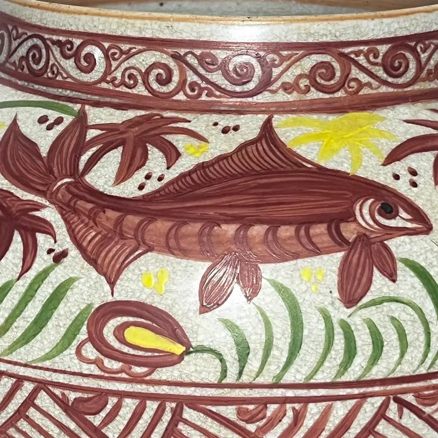 [BUNJANG] Chinese Porcelain Floral Covered Jar / 중국도자기 반홍 화훼어문 유개관