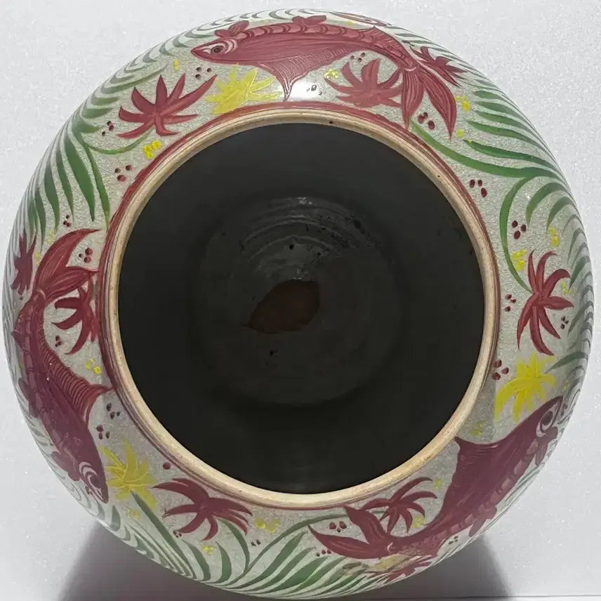 [BUNJANG] Chinese Porcelain Floral Covered Jar / 중국도자기 반홍 화훼어문 유개관