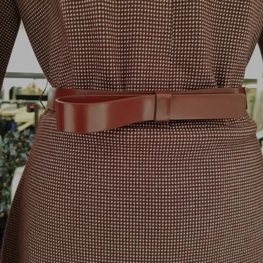 [BUNJANG] MojoSphin Checkered Midi Dress Set / 모조에스핀 체크 원피스 브라운 벨트 세트(55,새옷컨디션)