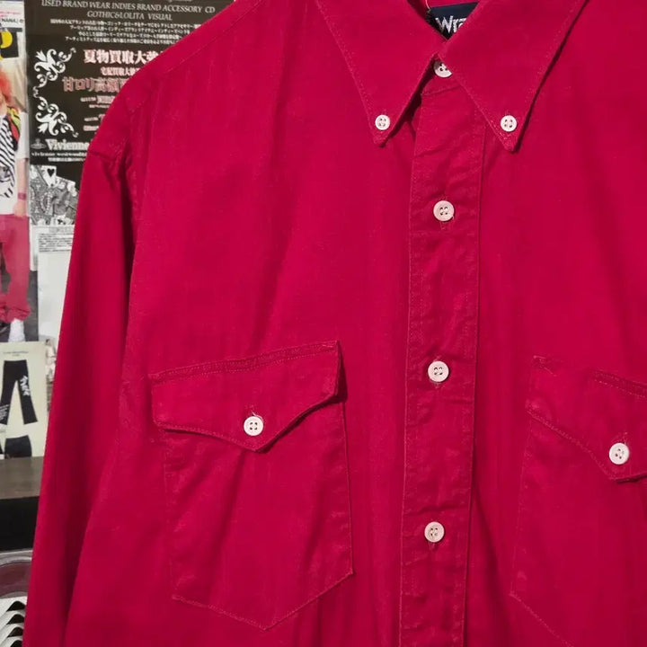 [BUNJANG] Wrangler Red Western Oversized Cotton Shirt / 랭글러 레드 웨스턴 오버핏 코튼 셔츠
