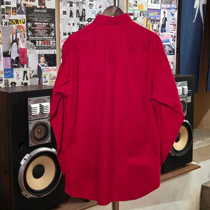 [BUNJANG] Wrangler Red Western Oversized Cotton Shirt / 랭글러 레드 웨스턴 오버핏 코튼 셔츠