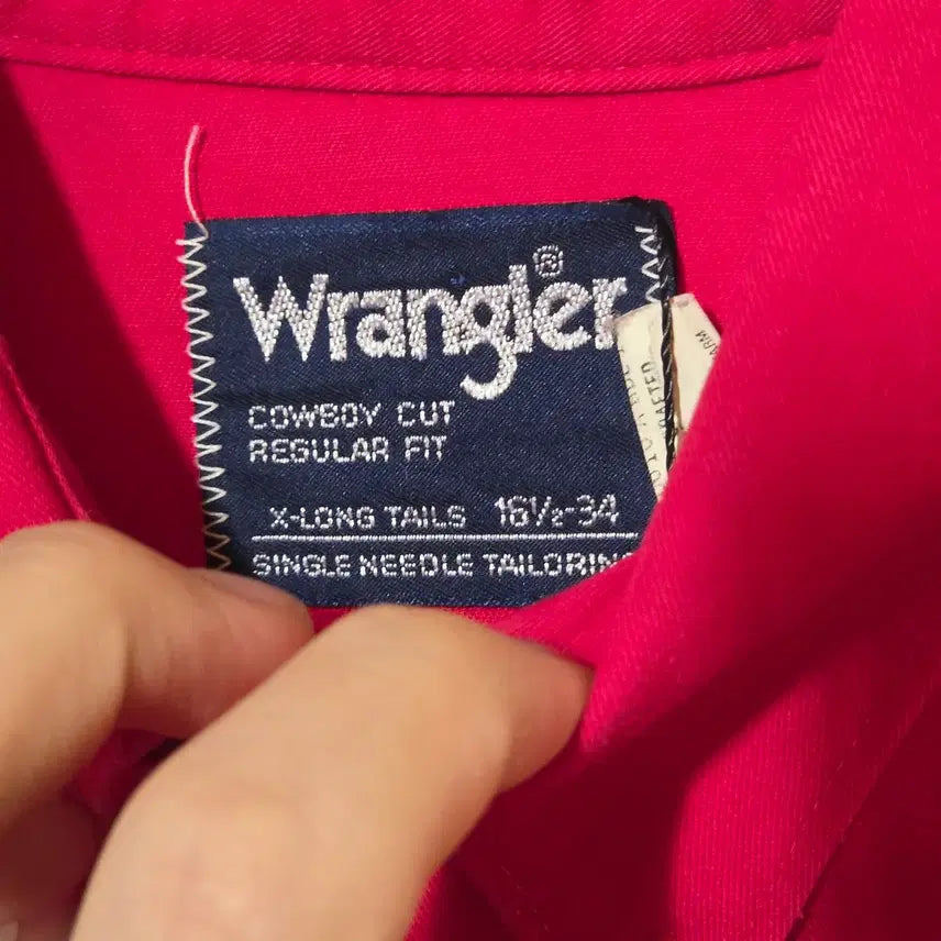 [BUNJANG] Wrangler Red Western Oversized Cotton Shirt / 랭글러 레드 웨스턴 오버핏 코튼 셔츠