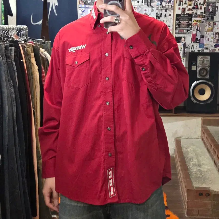 [BUNJANG] Wrangler PBR Embroidered Western Shirt / 랭글러 PBR 자수 웨스턴 셔츠