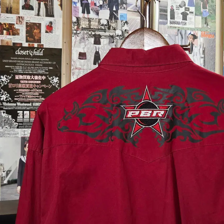 [BUNJANG] Wrangler PBR Embroidered Western Shirt / 랭글러 PBR 자수 웨스턴 셔츠