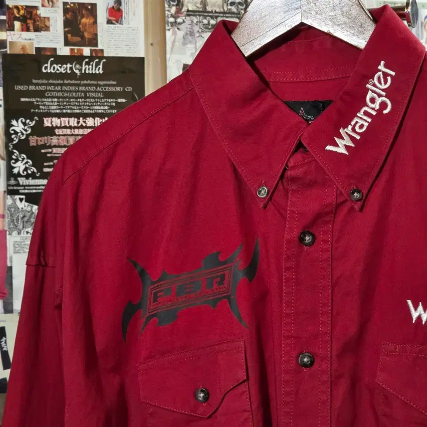 [BUNJANG] Wrangler PBR Embroidered Western Shirt / 랭글러 PBR 자수 웨스턴 셔츠