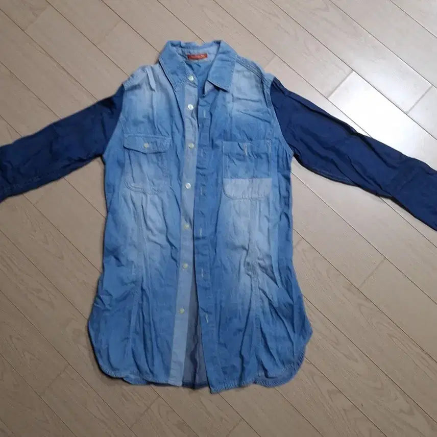 [BUNJANG] Color Block Denim Shirt / 배색 데님 셔츠 남방 긴팔
