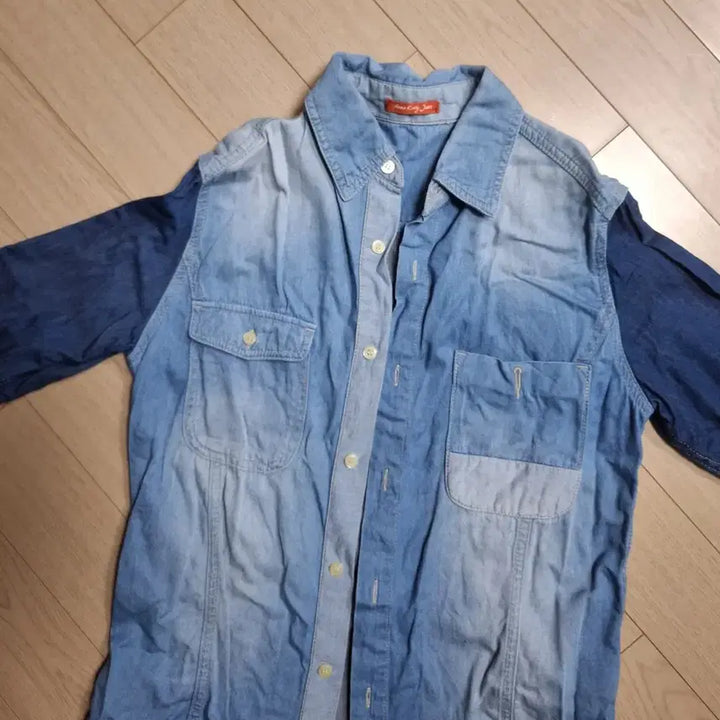 [BUNJANG] Color Block Denim Shirt / 배색 데님 셔츠 남방 긴팔