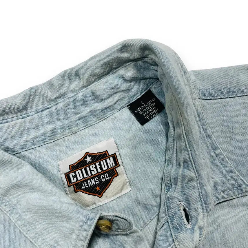 [BUNJANG] Coliseum Myrtle Beach Skull Flame Biker Short-Sleeve Shirt / Coliseum 머틀 비치 2001s 스컬 플레임 바이커 반팔 셔츠