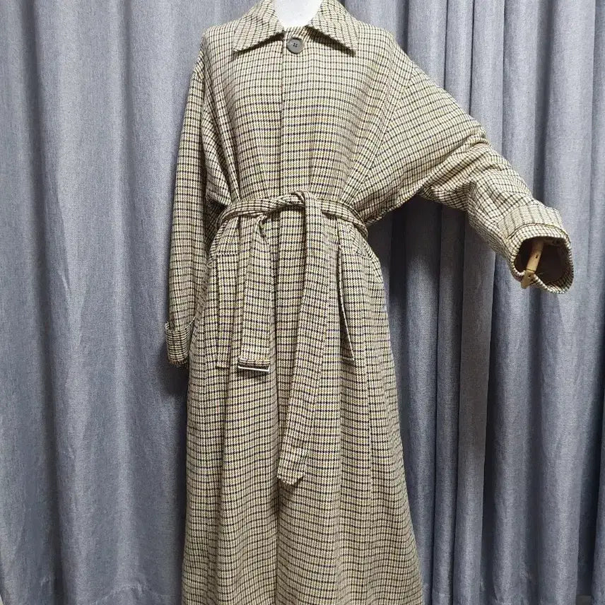 [BUNJANG] Checked Balmacaan Maxi Coat / 체크 발마칸 맥시코트