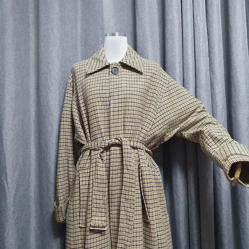 [BUNJANG] Checked Balmacaan Maxi Coat / 체크 발마칸 맥시코트