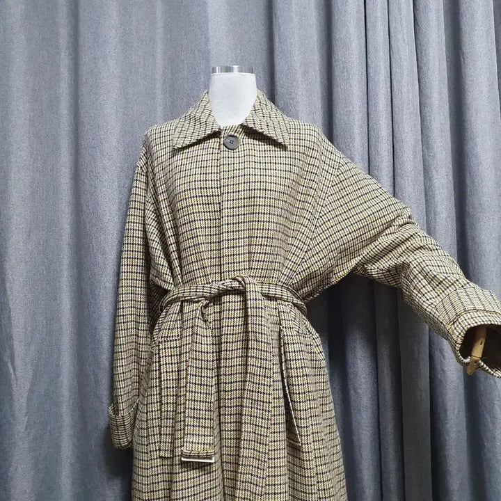 [BUNJANG] Checked Balmacaan Maxi Coat / 체크 발마칸 맥시코트