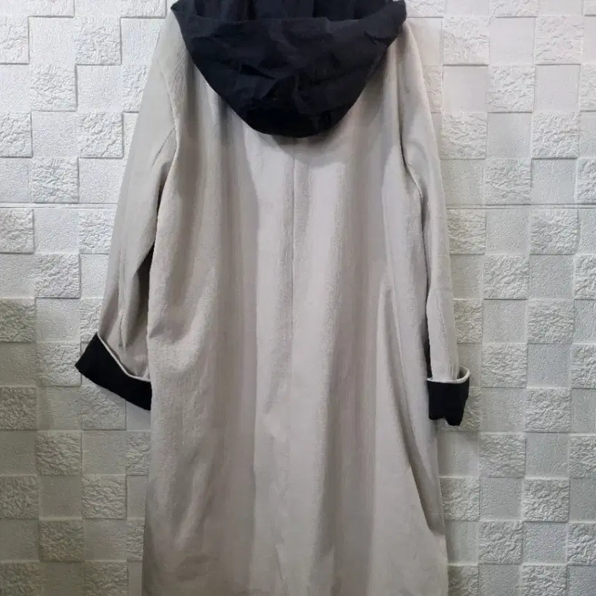 [BUNJANG] Anne Klein Oversized Color Block Long Coat - Ivory / 앤클라인 오버핏 간절기 코트  하객룩 출근룩22년