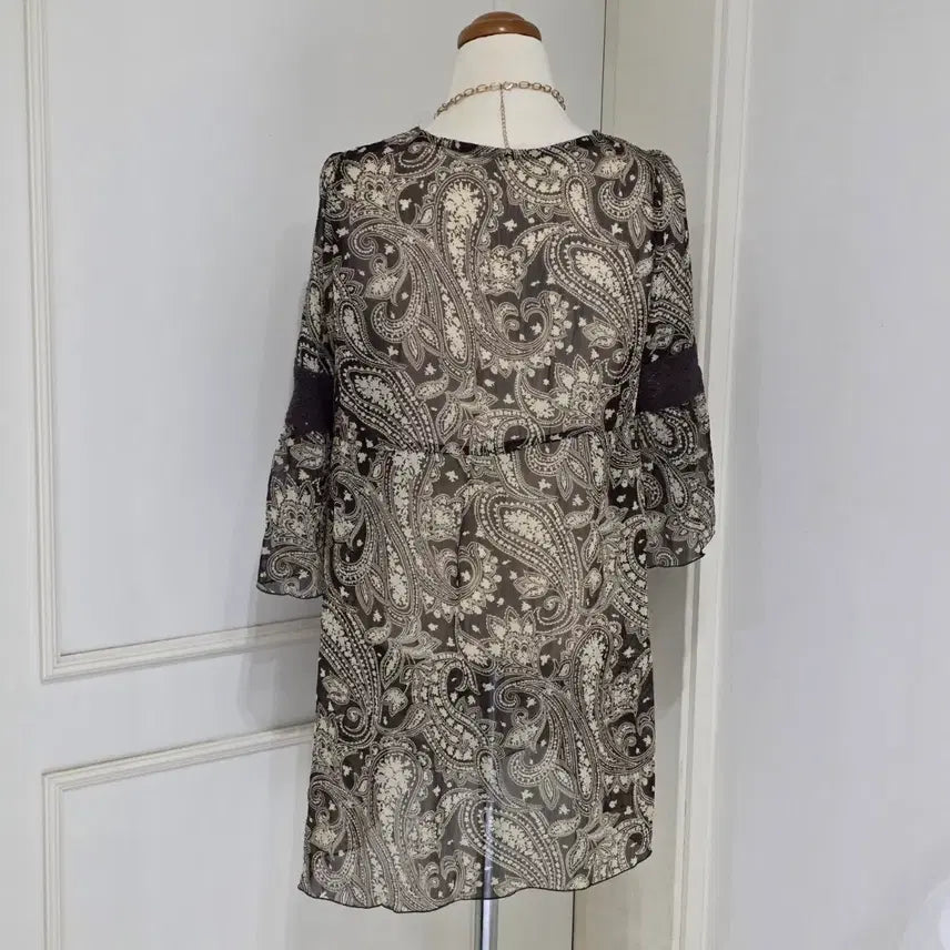 [BUNJANG] Bohemian Paisley Oriental Vintage Blouse / 일본빈티지 보헤미안 페이즐리 오리엔탈 히피모리걸 쉬폰 블라우스