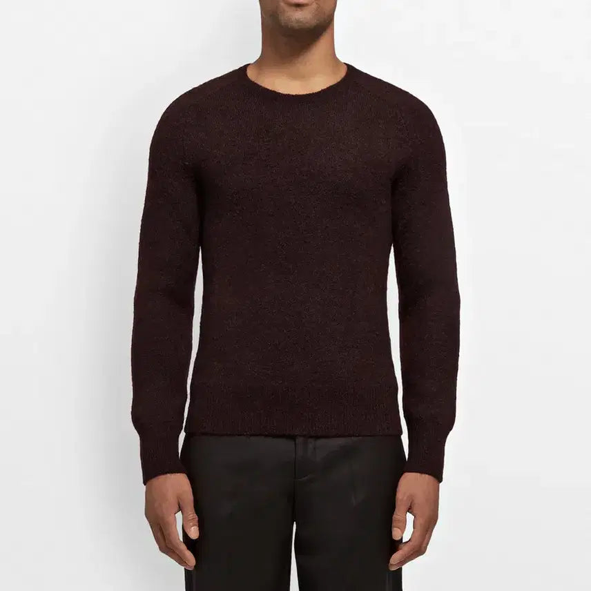 [BUNJANG] Neil Barrett Minimal Burgundy Wool Mohair Crew Neck Sweater / (새상품) 닐바렛 미니멀 버건디 울 모헤어 크루넥 맨투맨 니트 스웨터