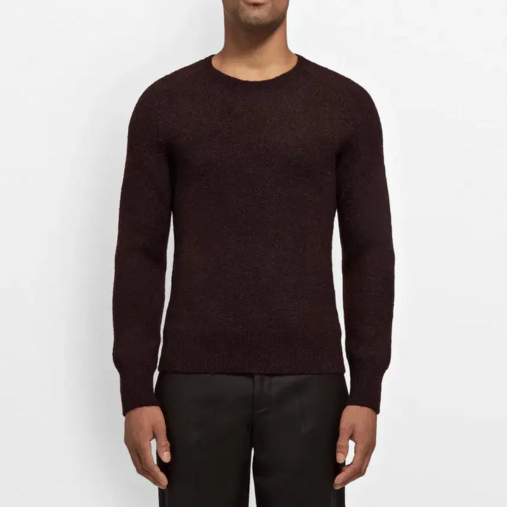 [BUNJANG] Neil Barrett Minimal Burgundy Wool Mohair Crew Neck Sweater / (새상품) 닐바렛 미니멀 버건디 울 모헤어 크루넥 맨투맨 니트 스웨터