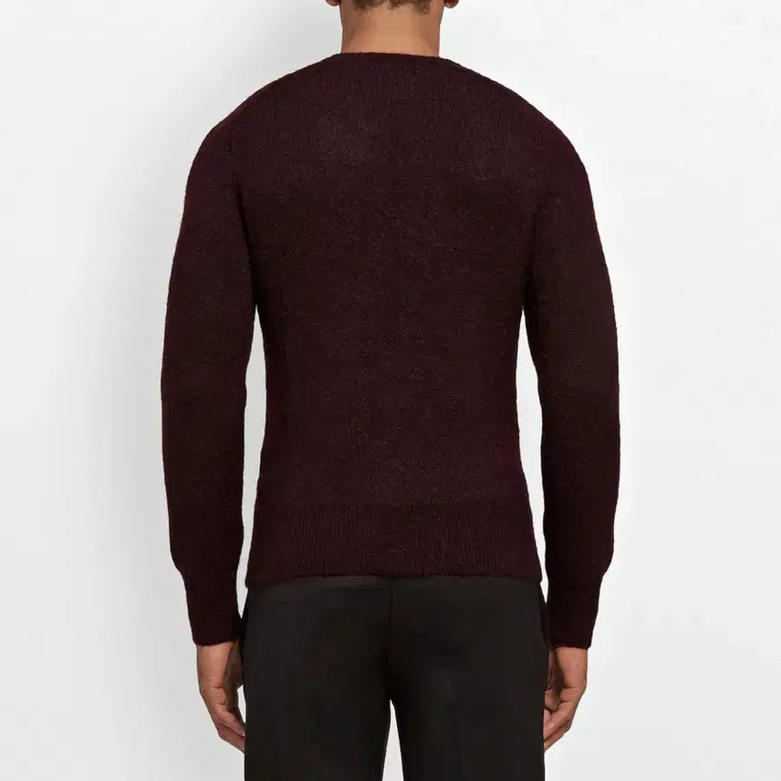 [BUNJANG] Neil Barrett Minimal Burgundy Wool Mohair Crew Neck Sweater / (새상품) 닐바렛 미니멀 버건디 울 모헤어 크루넥 맨투맨 니트 스웨터