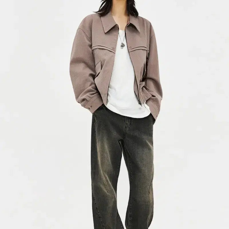 [BUNJANG] LMOOD Dusty Western Blouson Jacket Pink / 엘무드(LMOOD) 더스티 웨스턴 블루종 자켓 핑크[46]
