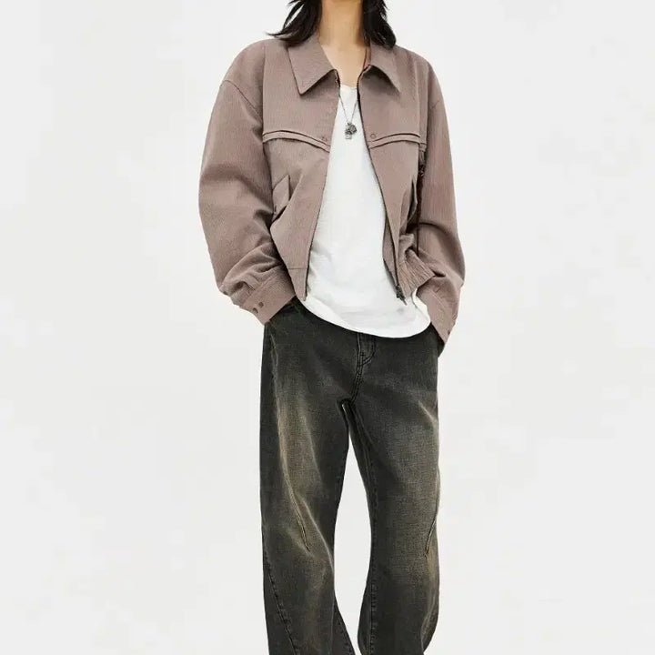 [BUNJANG] LMOOD Dusty Western Blouson Jacket Pink / 엘무드(LMOOD) 더스티 웨스턴 블루종 자켓 핑크[46]