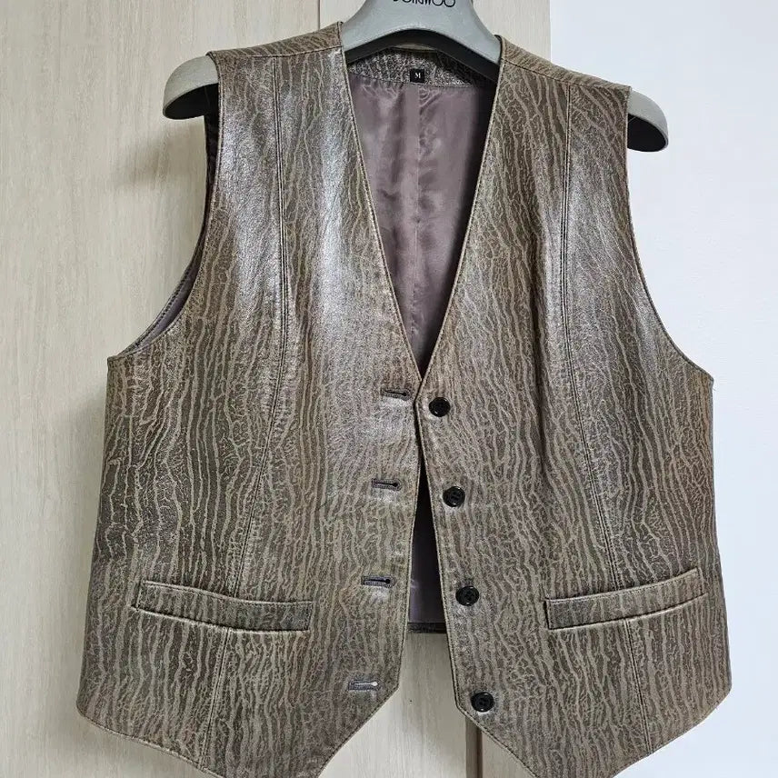 [BUNJANG] Suede Life Pattern Leather Western Vest / 패턴 레더 웨스턴 베스트