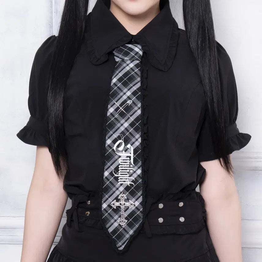 [BUNJANG] Lafary Mine Chain Embroidered Necktie Black / Lafary 라파리 mine 체인 자수 넥타이