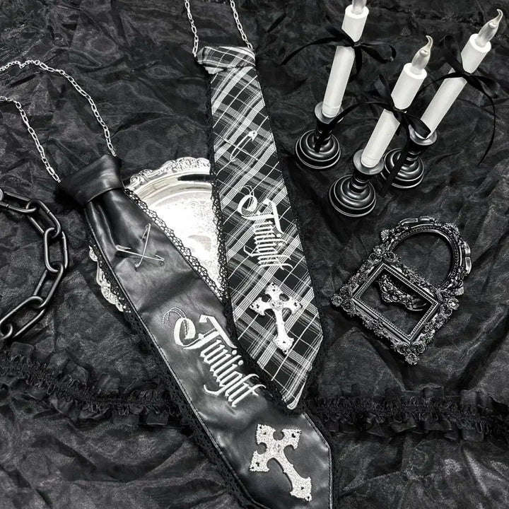 [BUNJANG] Lafary Mine Chain Embroidered Necktie Black / Lafary 라파리 mine 체인 자수 넥타이