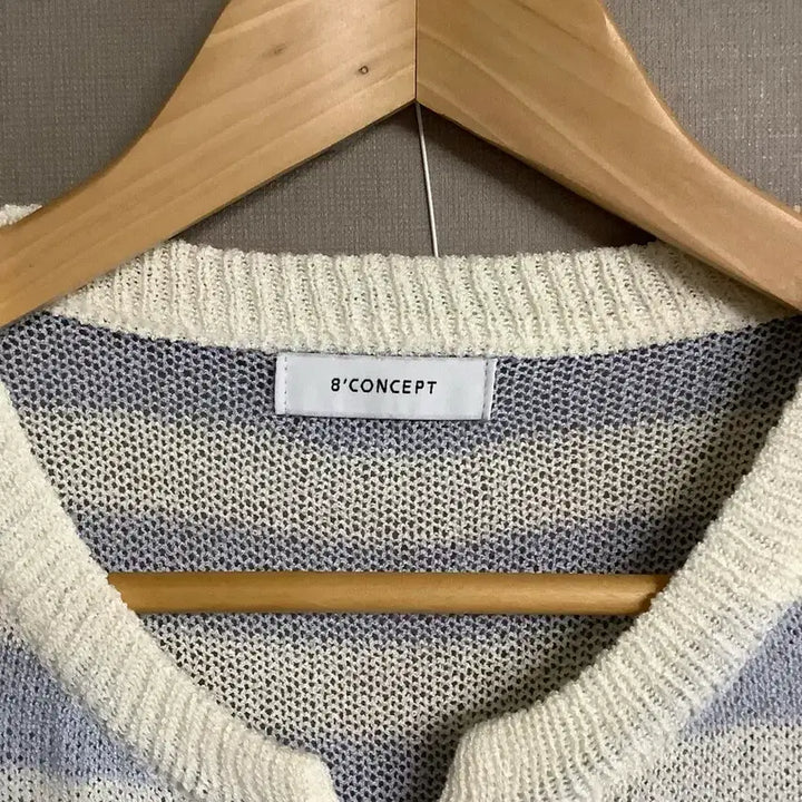 [BUNJANG] 8concept Stripe Short Sleeve Knit Cardigan / 에잇컨셉 스트라이프 반팔 니트 가디건