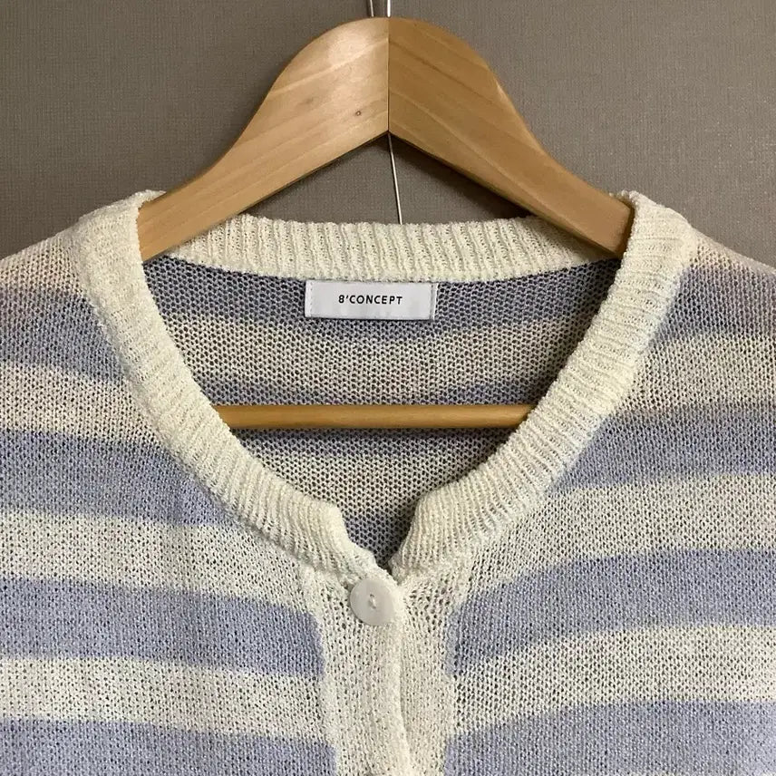 [BUNJANG] 8concept Stripe Short Sleeve Knit Cardigan / 에잇컨셉 스트라이프 반팔 니트 가디건