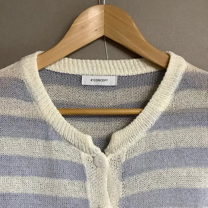 [BUNJANG] 8concept Stripe Short Sleeve Knit Cardigan / 에잇컨셉 스트라이프 반팔 니트 가디건