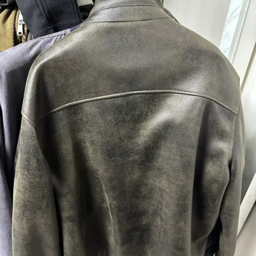 [BUNJANG] ZARA Washed Faux Vintage Leather Jacket / 자라 워시드 페이크 빈티지 레더 자켓 브라운