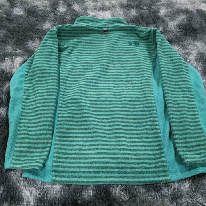 [SOLD OUT] 투티/0284 노스페이스 스트라이프 플리스 그린 블랙 반 집업 자켓