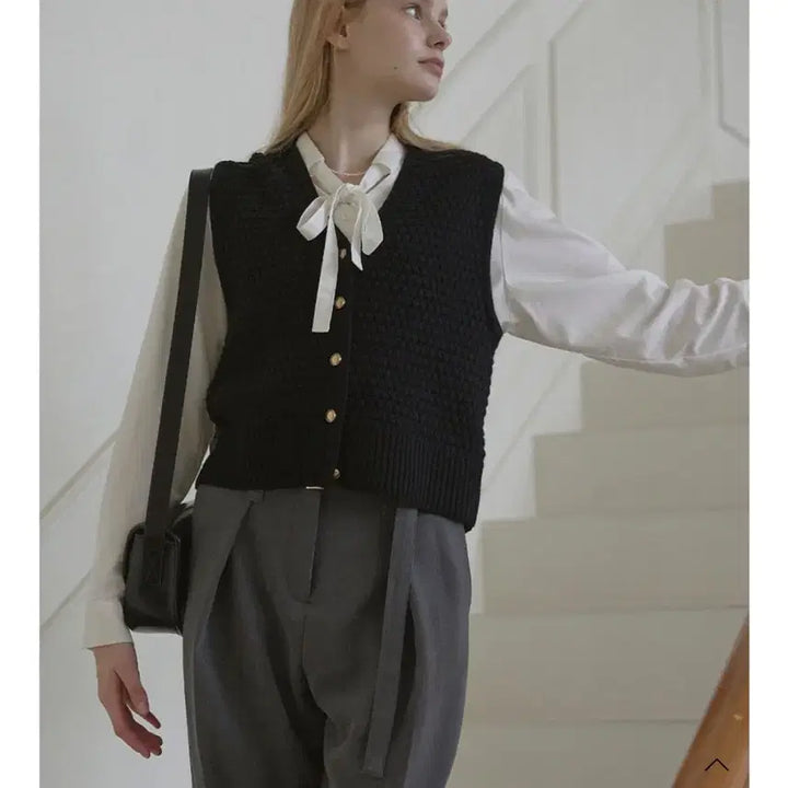 [BUNJANG] Noll Local Goldish Tweed Knit Vest / 논로컬 골디쉬 트위드 니트 베스트