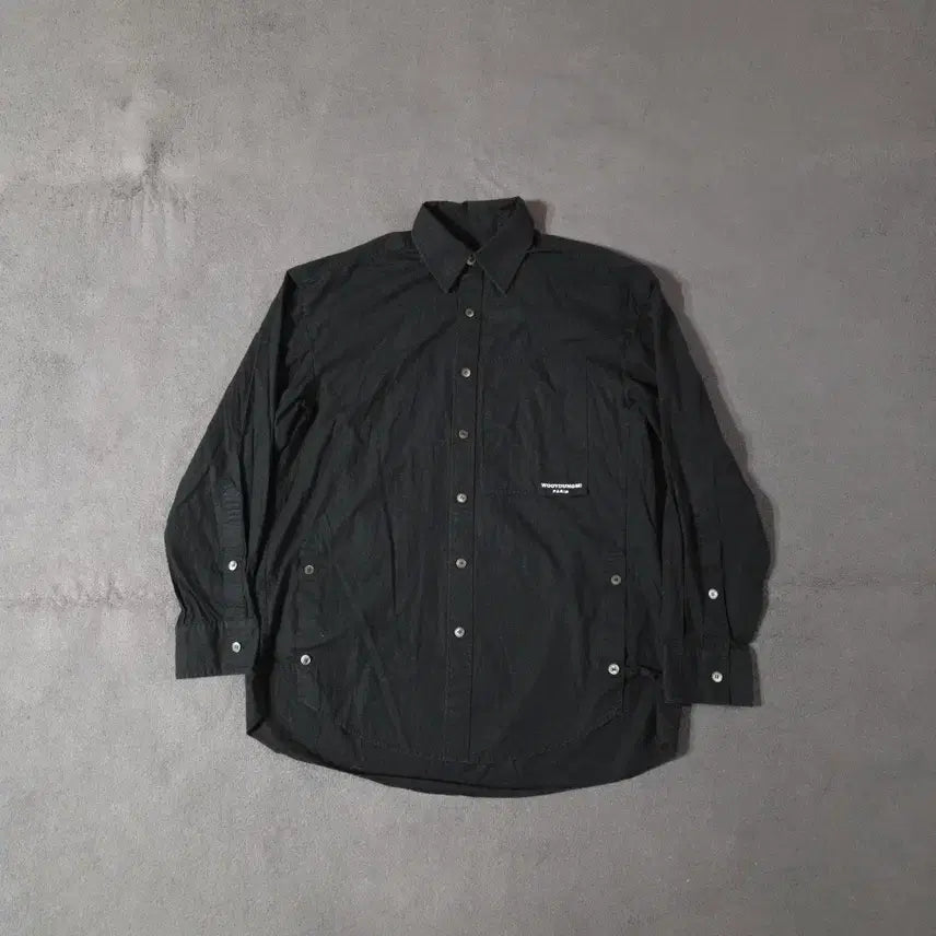 [BUNJANG] Wooyoungmi 22SS Paris Collection Leather Patch Shirt / 여성 우영미 22ss 파리컬렉션 백 레더 패치 셔츠 38 (남성95)