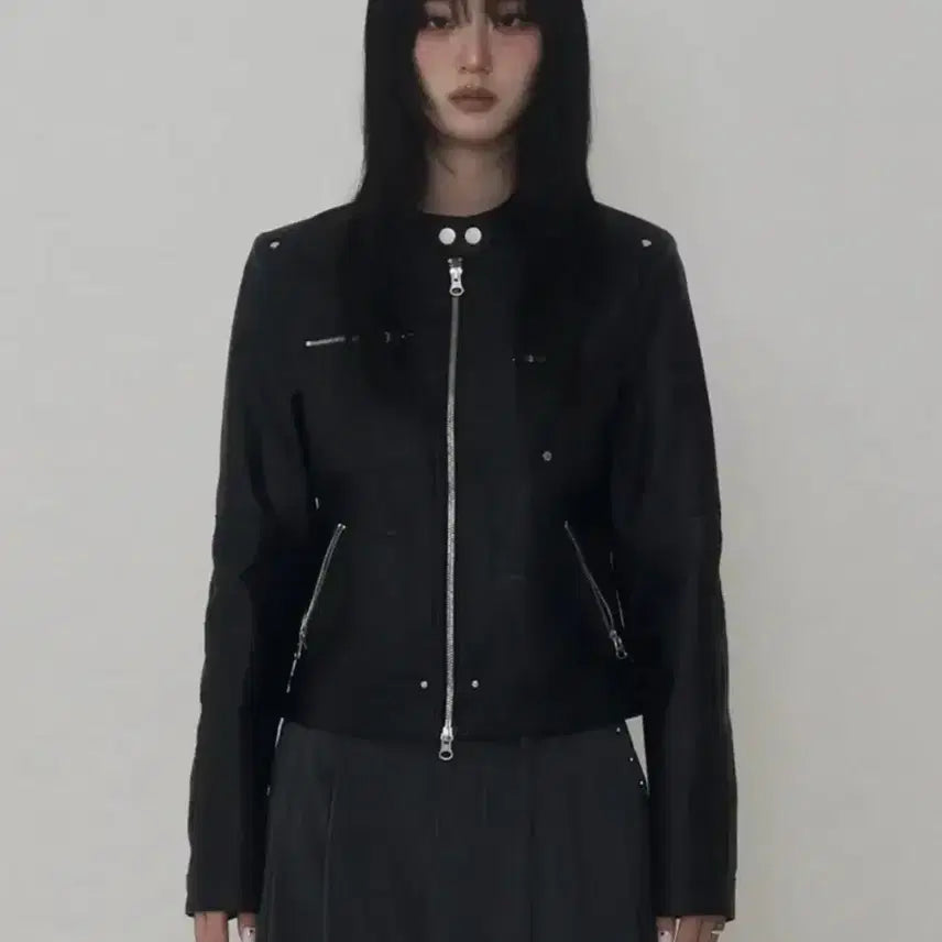 [BUNJANG] Etosom Rivet Biker Leather Jacket / 에트오소메 리벳 바이커 레더 자켓