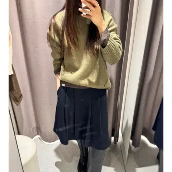 [SOLD OUT] ZARA 자라 레이어드 플리츠 미디 스커트