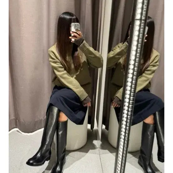 [SOLD OUT] ZARA 자라 레이어드 플리츠 미디 스커트