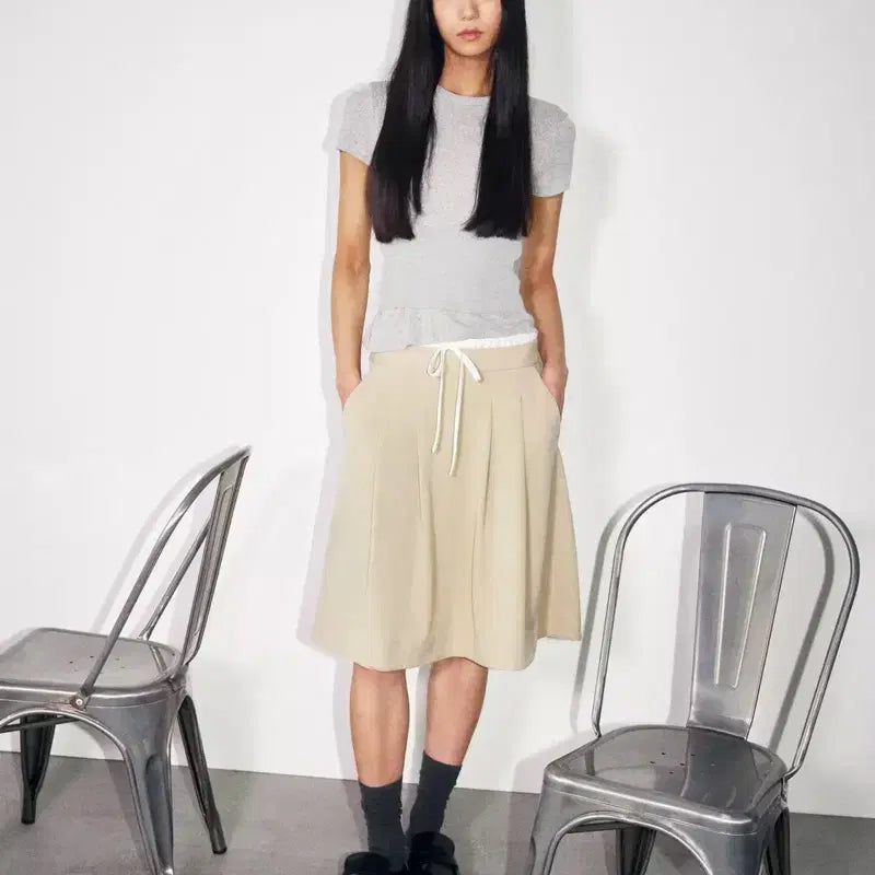 [SOLD OUT] ZARA 자라 레이어드 플리츠 미디 스커트